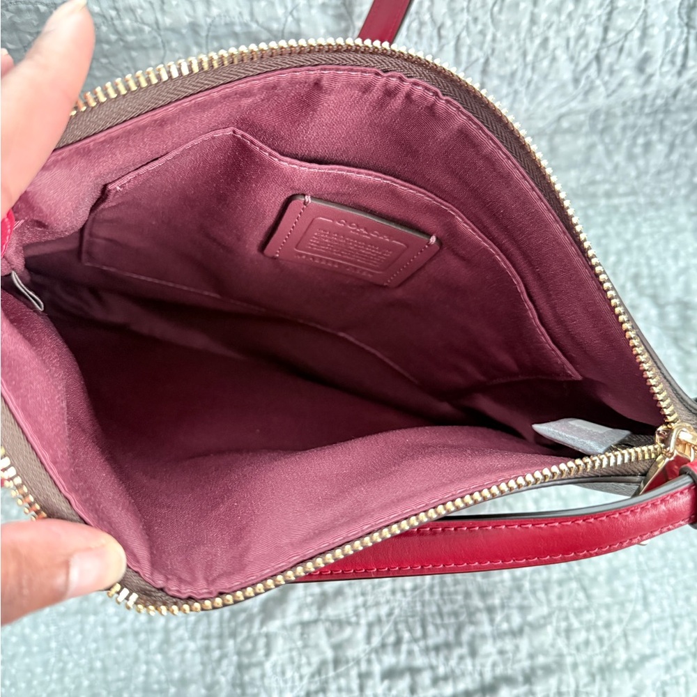 Coach Crossbody Bag - Signature coated canvas with red accents. - Picture 5 of 5